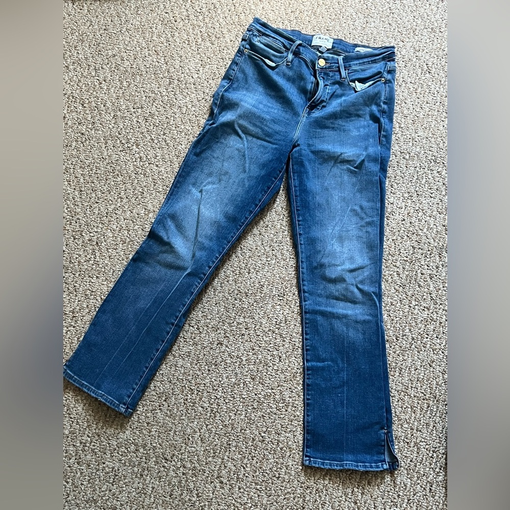 Frame le high straight blue jeans